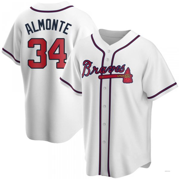 Atlanta Braves #34 Abraham Almonte White Home Jersey Stitches Baseball Jerseys