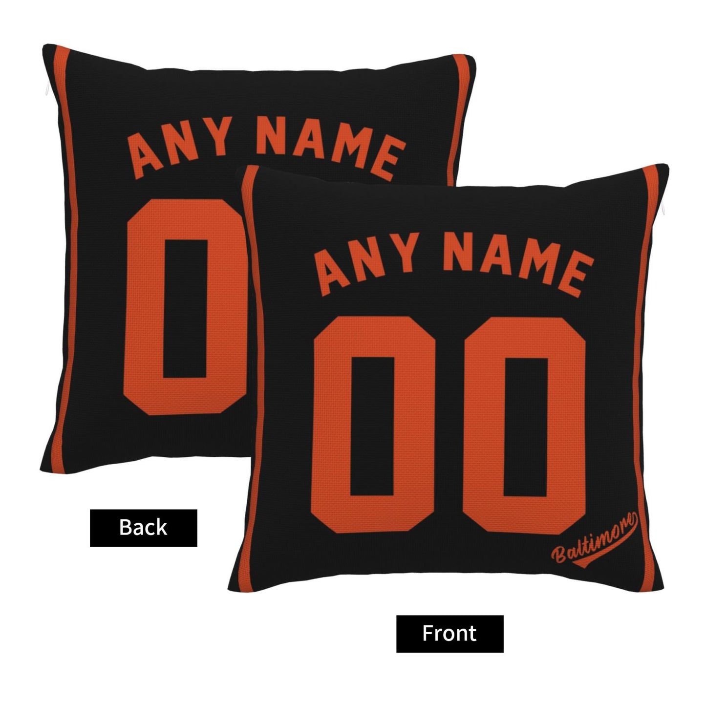 Custom Baltimore Orioles Pillow Decorative Throw Pillow Case - Print Personalized Football Team Fans Name & Number Birthday Gift Football Pillows