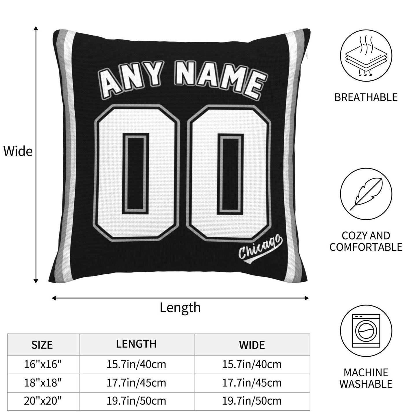 Custom Chicago White Sox Pillow Decorative Throw Pillow Case - Print Personalized Football Team Fans Name & Number Birthday Gift Football Pillows