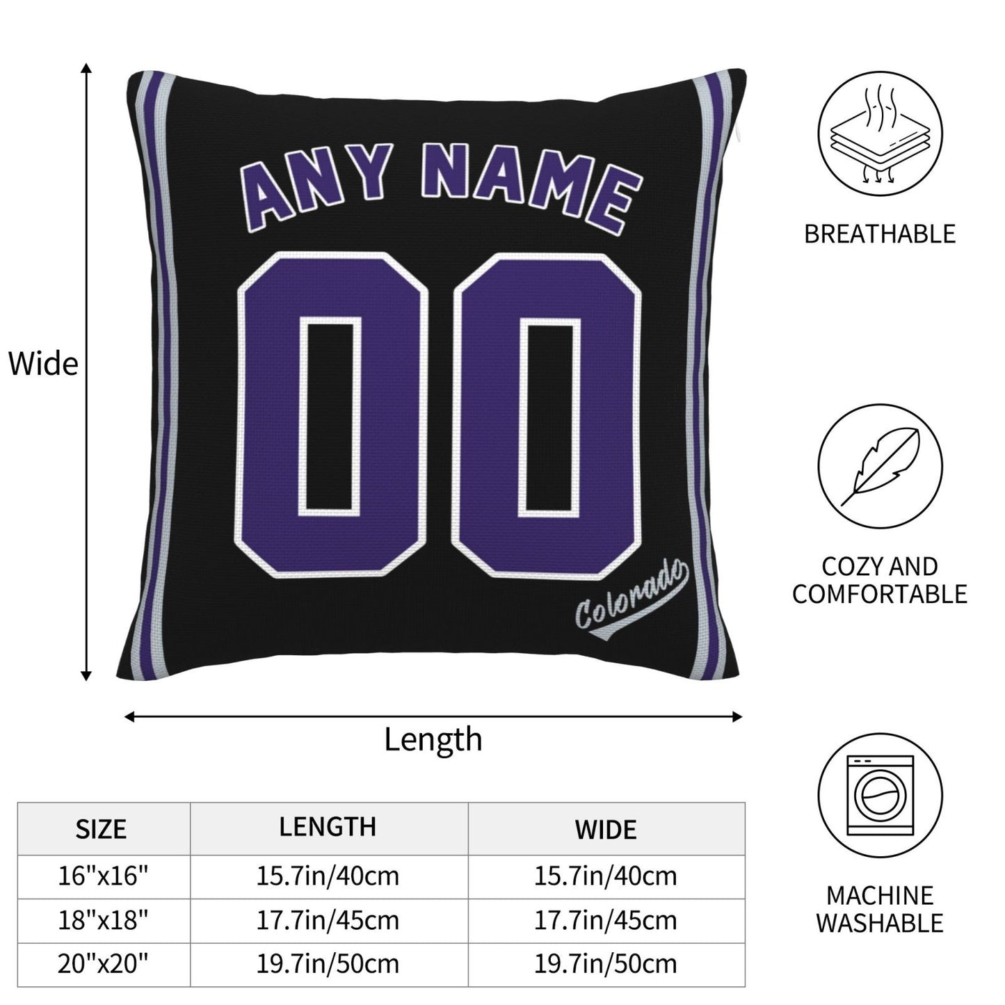 Custom Colorado Rockies Pillow Decorative Throw Pillow Case - Print Personalized Football Team Fans Name & Number Birthday Gift Football Pillows