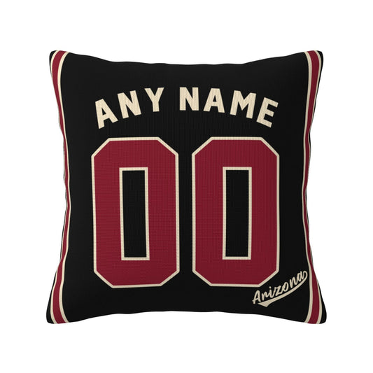 Custom A.Diamondbacks Black Pillow Decorative Throw Pillow Case - Print Personalized Football Team Fans Name & Number Birthday Gift Football Pillows