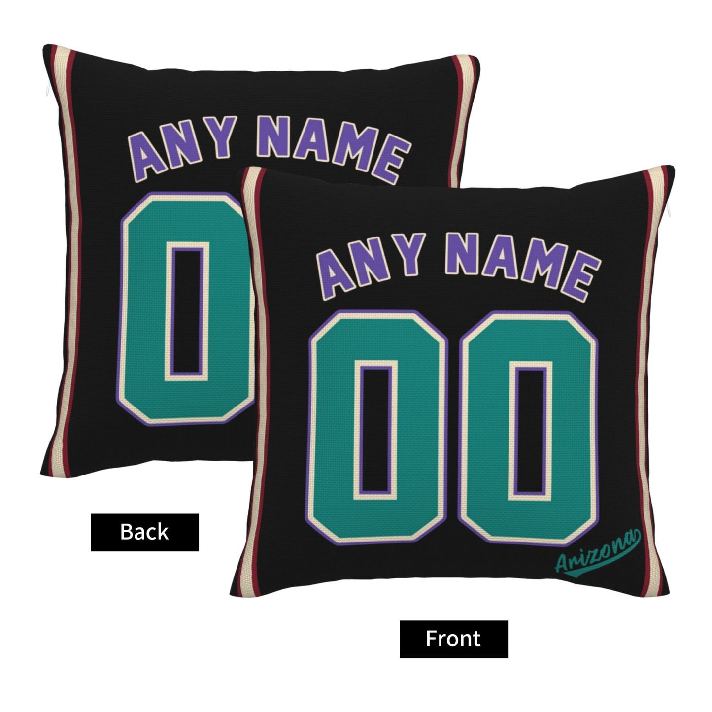 Custom A.Diamondbacks Black Green Pillow Decorative Throw Pillow Case - Print Personalized Football Team Fans Name & Number Birthday Gift Football Pillows