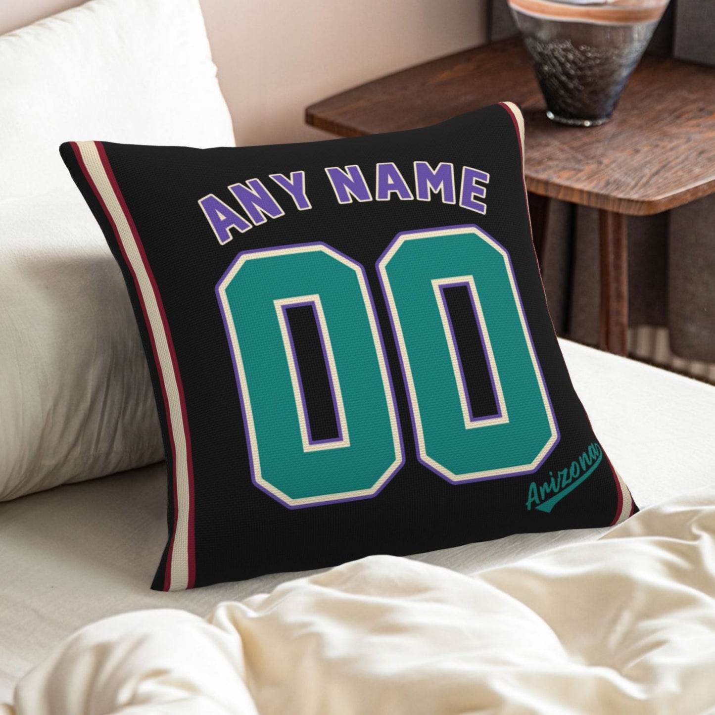 Custom A.Diamondbacks Black Green Pillow Decorative Throw Pillow Case - Print Personalized Football Team Fans Name & Number Birthday Gift Football Pillows