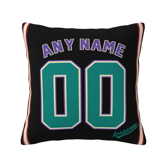 Custom A.Diamondbacks Black Green Pillow Decorative Throw Pillow Case - Print Personalized Football Team Fans Name & Number Birthday Gift Football Pillows