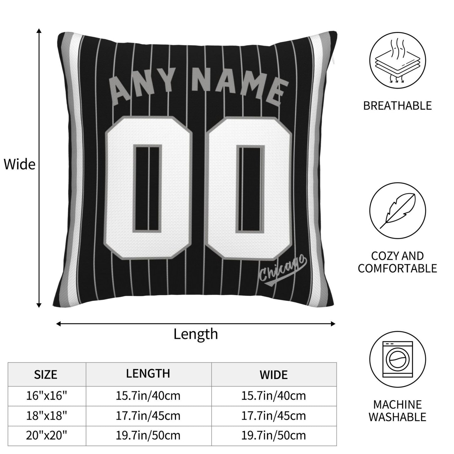 Custom Chicago White Sox Pillow Decorative Throw Pillow Case - Print Personalized Football Team Fans Name & Number Birthday Gift Football Pillows