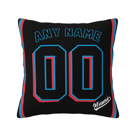 Custom Miami Marlins Pillow Decorative Throw Pillow Case - Print Personalized Football Team Fans Name & Number Birthday Gift Football Pillows