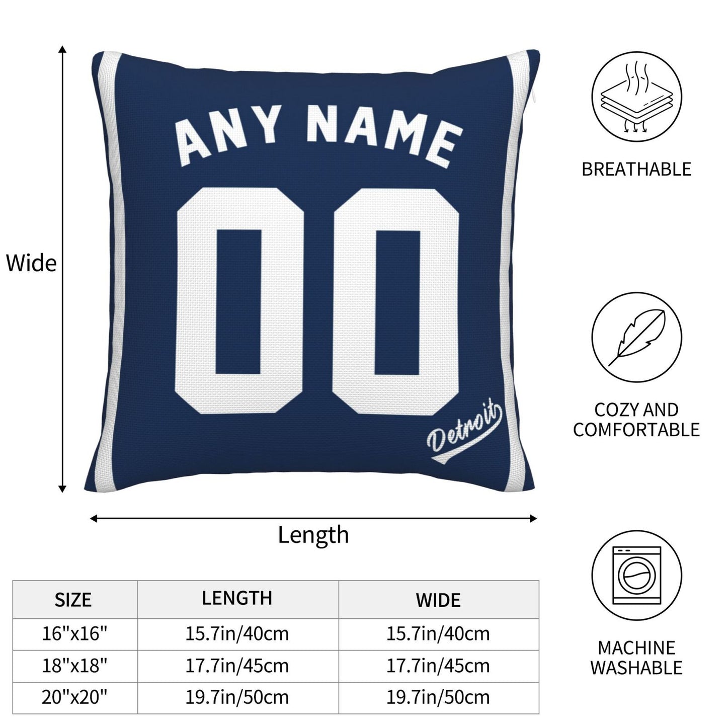 Custom Detroit Tigers Pillow Decorative Throw Pillow Case - Print Personalized Football Team Fans Name & Number Birthday Gift Football Pillows