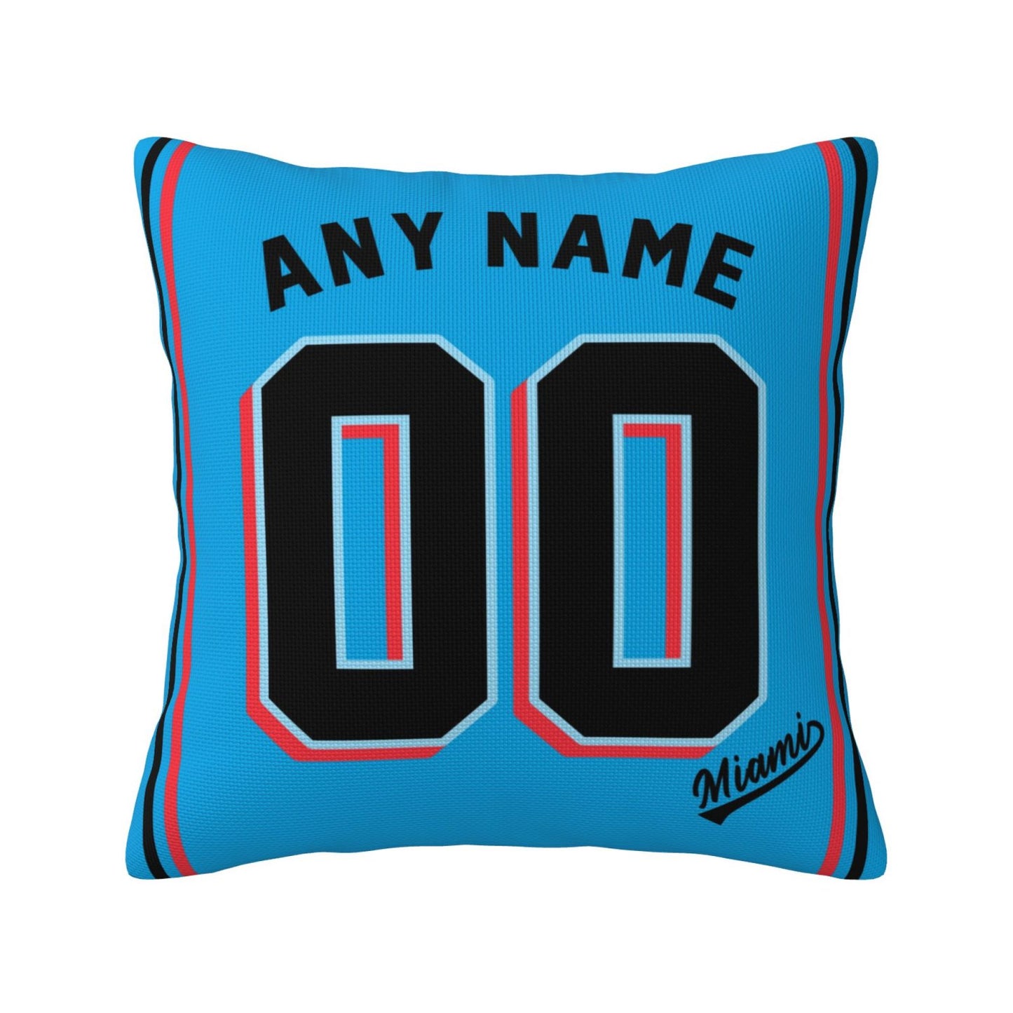 Custom Miami Marlins Pillow Decorative Throw Pillow Case - Print Personalized Football Team Fans Name & Number Birthday Gift Football Pillows