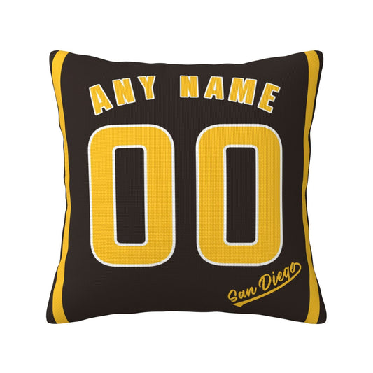 Custom San Diego Padres Pillow Decorative Throw Pillow Case - Print Personalized Football Team Fans Name & Number Birthday Gift Football Pillows
