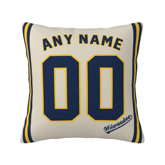 Custom Milwaukee Brewers Pillow Decorative Throw Pillow Case - Print Personalized Football Team Fans Name & Number Birthday Gift Football Pillows