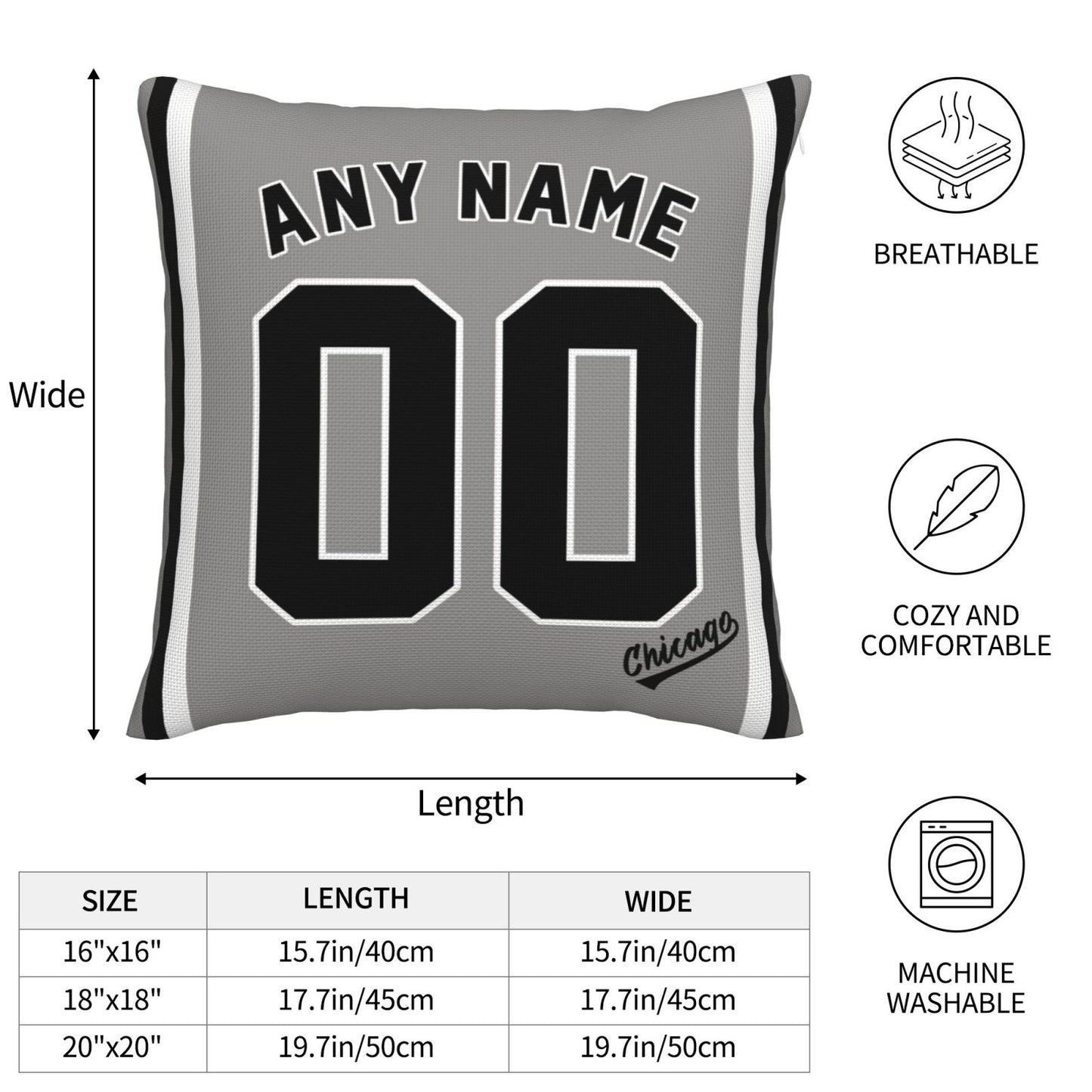 Custom Chicago White Sox Pillow Decorative Throw Pillow Case - Print Personalized Football Team Fans Name & Number Birthday Gift Football Pillows