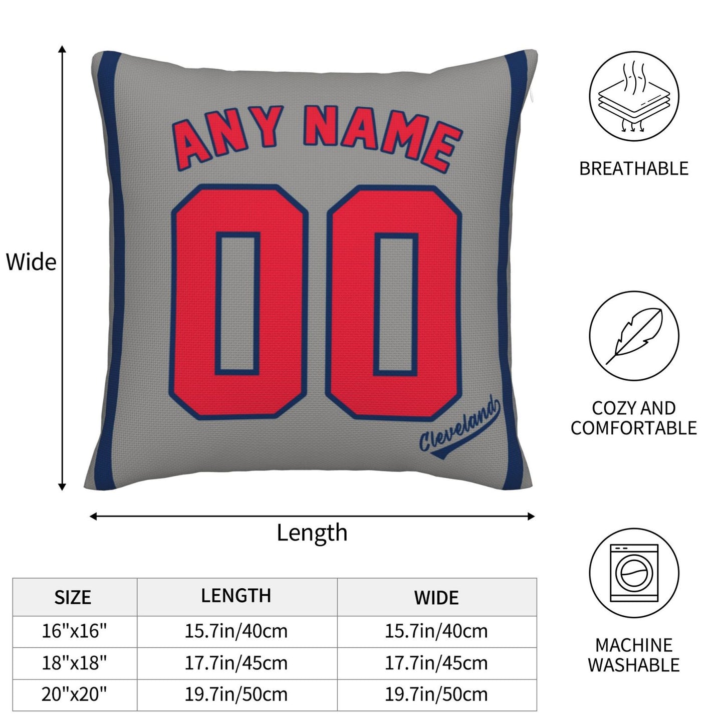 Custom Cleveland Guardians Pillow Decorative Throw Pillow Case - Print Personalized Football Team Fans Name & Number Birthday Gift Football Pillows