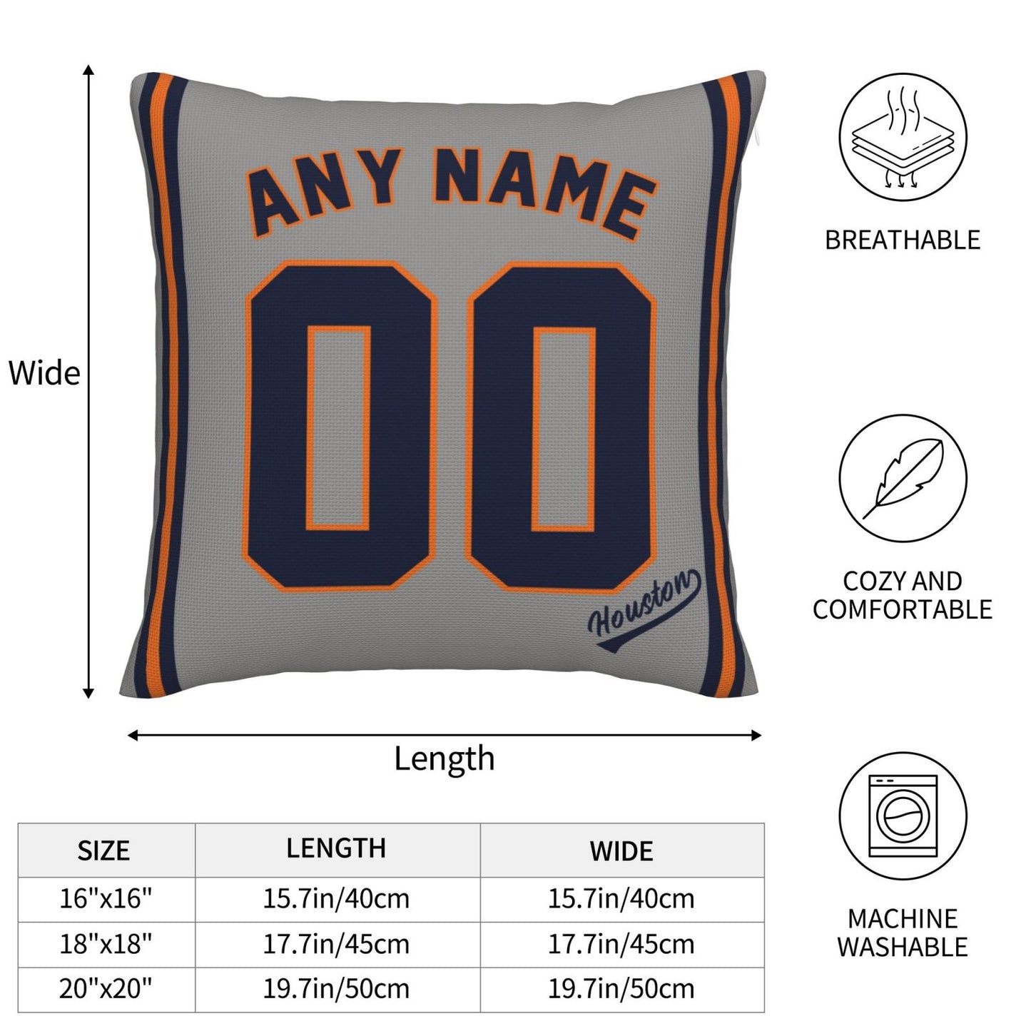 Custom Houston Astros Pillow Decorative Throw Pillow Case - Print Personalized Football Team Fans Name & Number Birthday Gift Football Pillows
