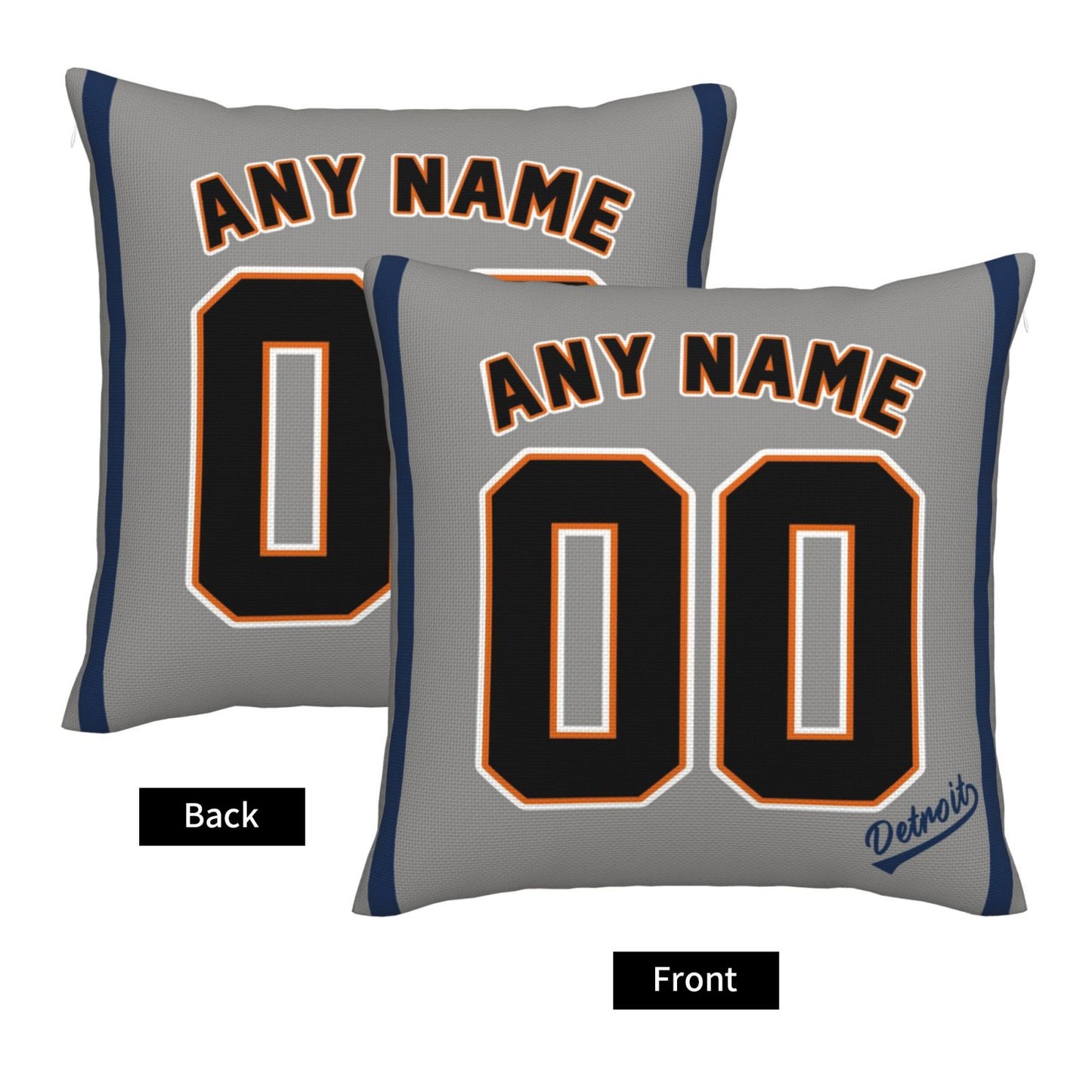 Custom Detroit Tigers Pillow Decorative Throw Pillow Case - Print Personalized Football Team Fans Name & Number Birthday Gift Football Pillows