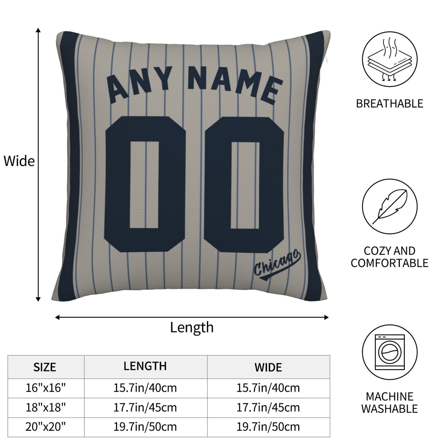 Custom Chicago White Sox Pillow Decorative Throw Pillow Case - Print Personalized Football Team Fans Name & Number Birthday Gift Football Pillows