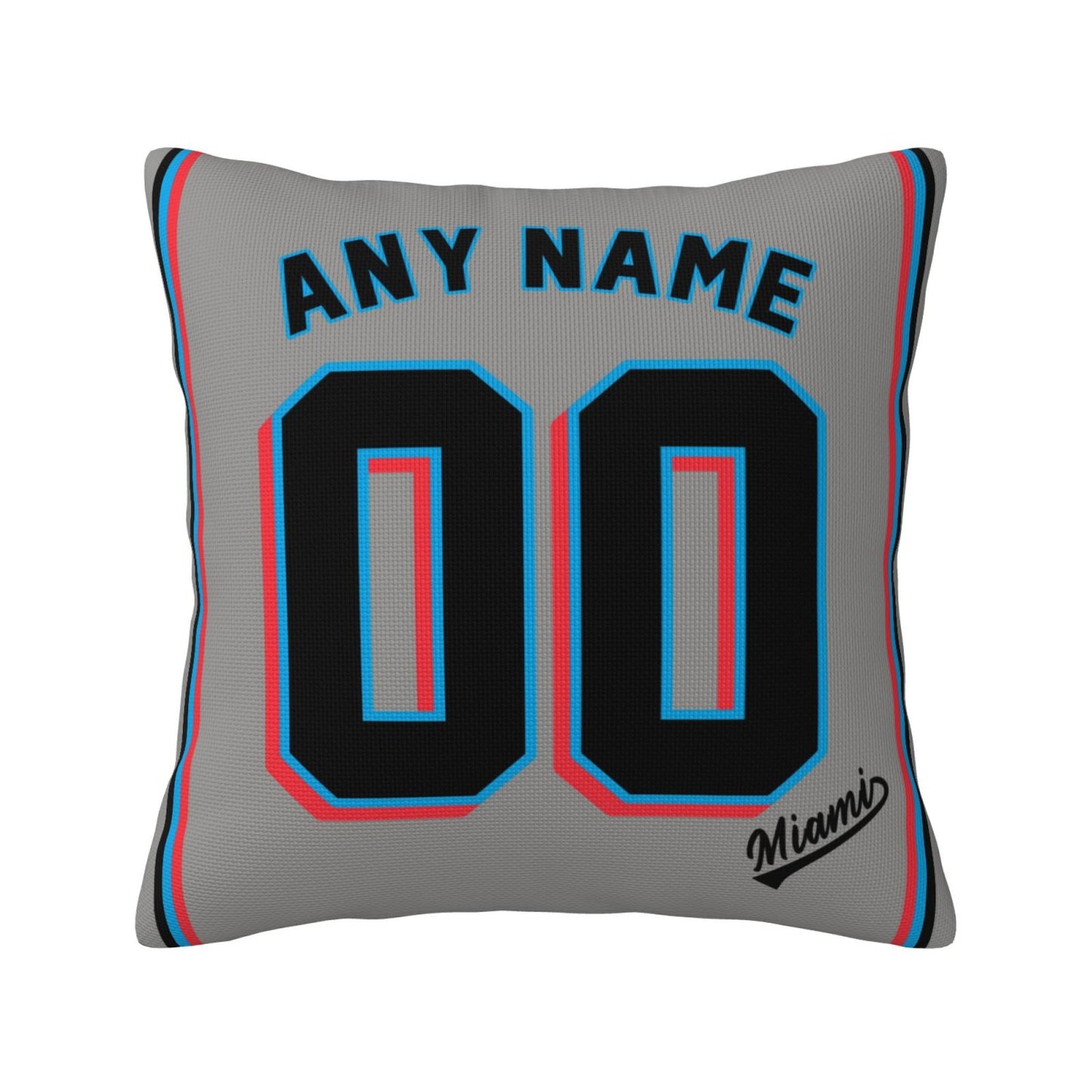 Custom Miami Marlins Pillow Decorative Throw Pillow Case - Print Personalized Football Team Fans Name & Number Birthday Gift Football Pillows