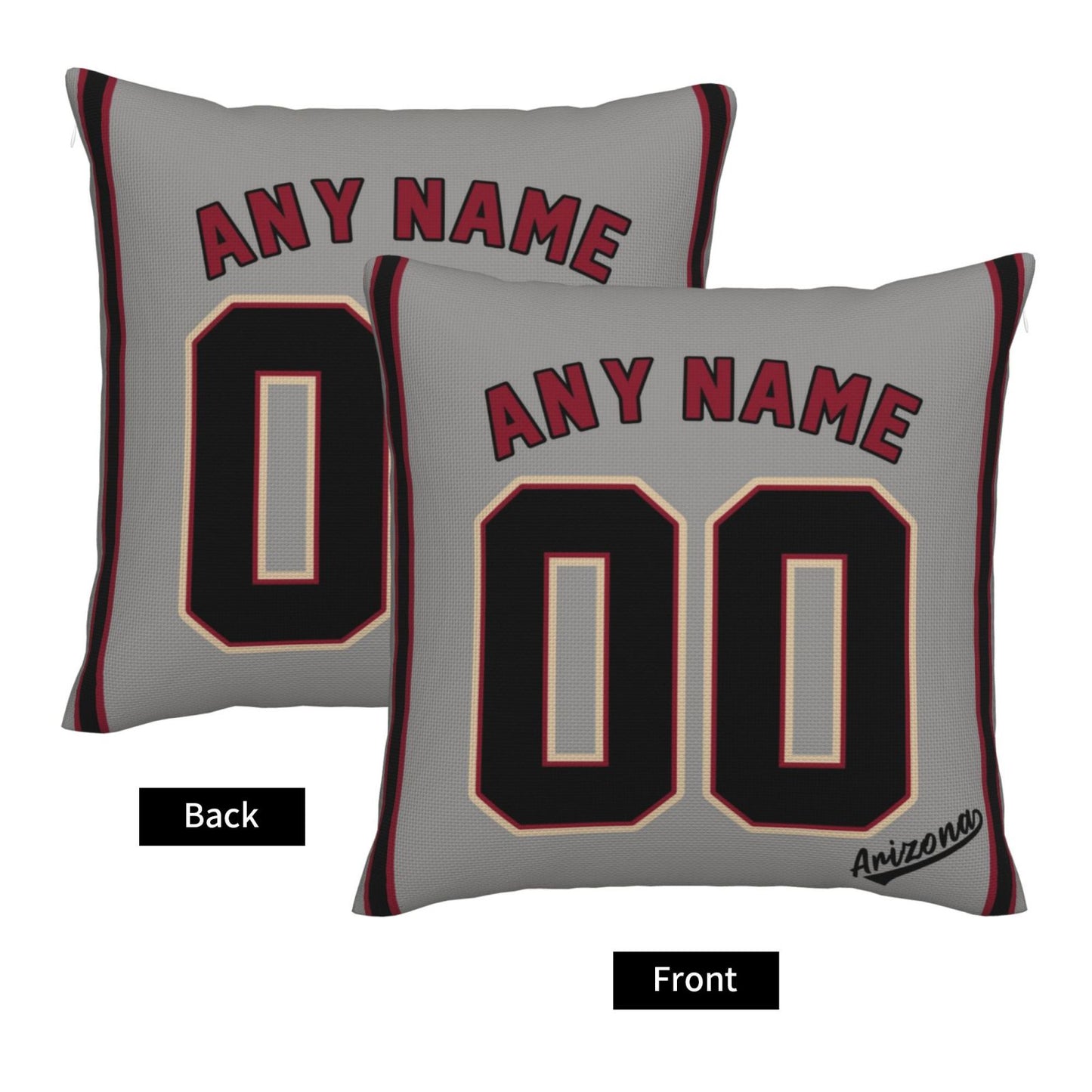 Custom A.Diamondbacks Grey Pillow Decorative Throw Pillow Case - Print Personalized Football Team Fans Name & Number Birthday Gift Football Pillows