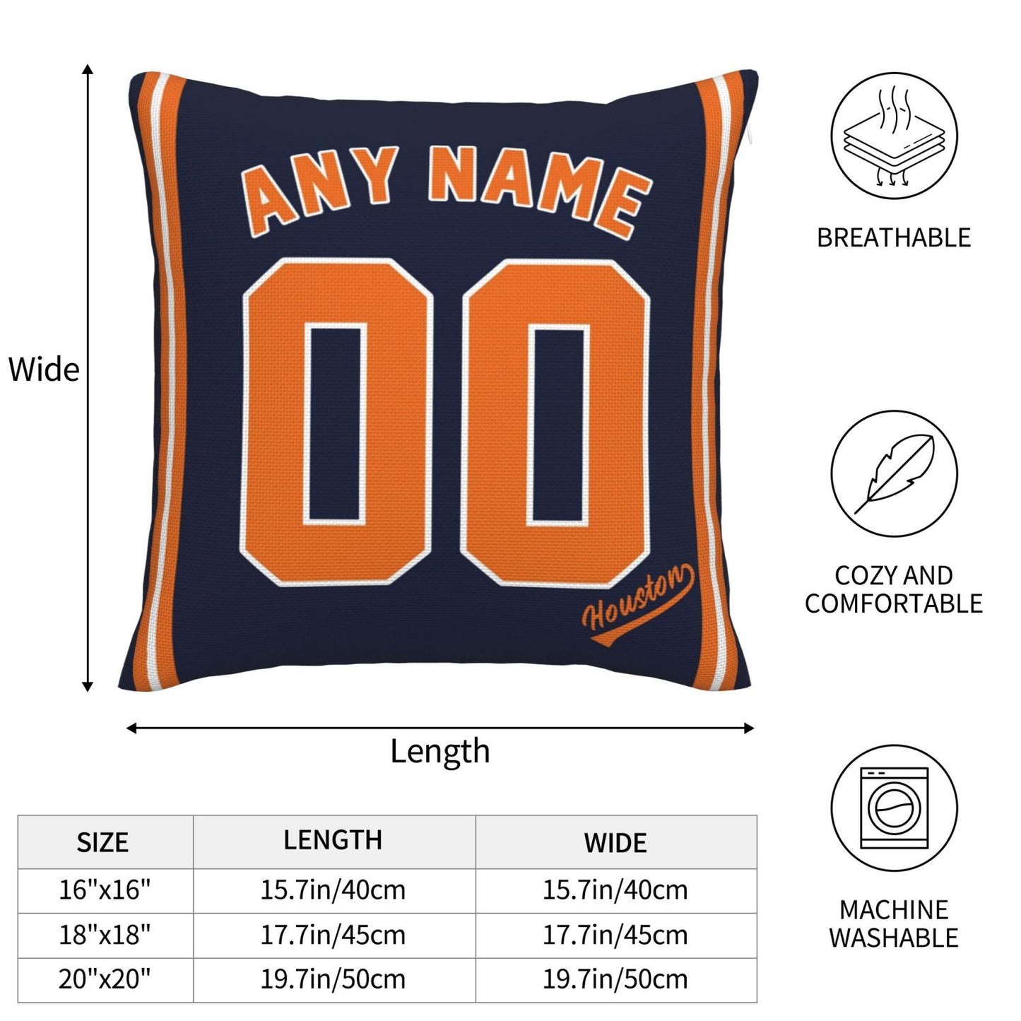 Custom Houston Astros Pillow Decorative Throw Pillow Case - Print Personalized Football Team Fans Name & Number Birthday Gift Football Pillows