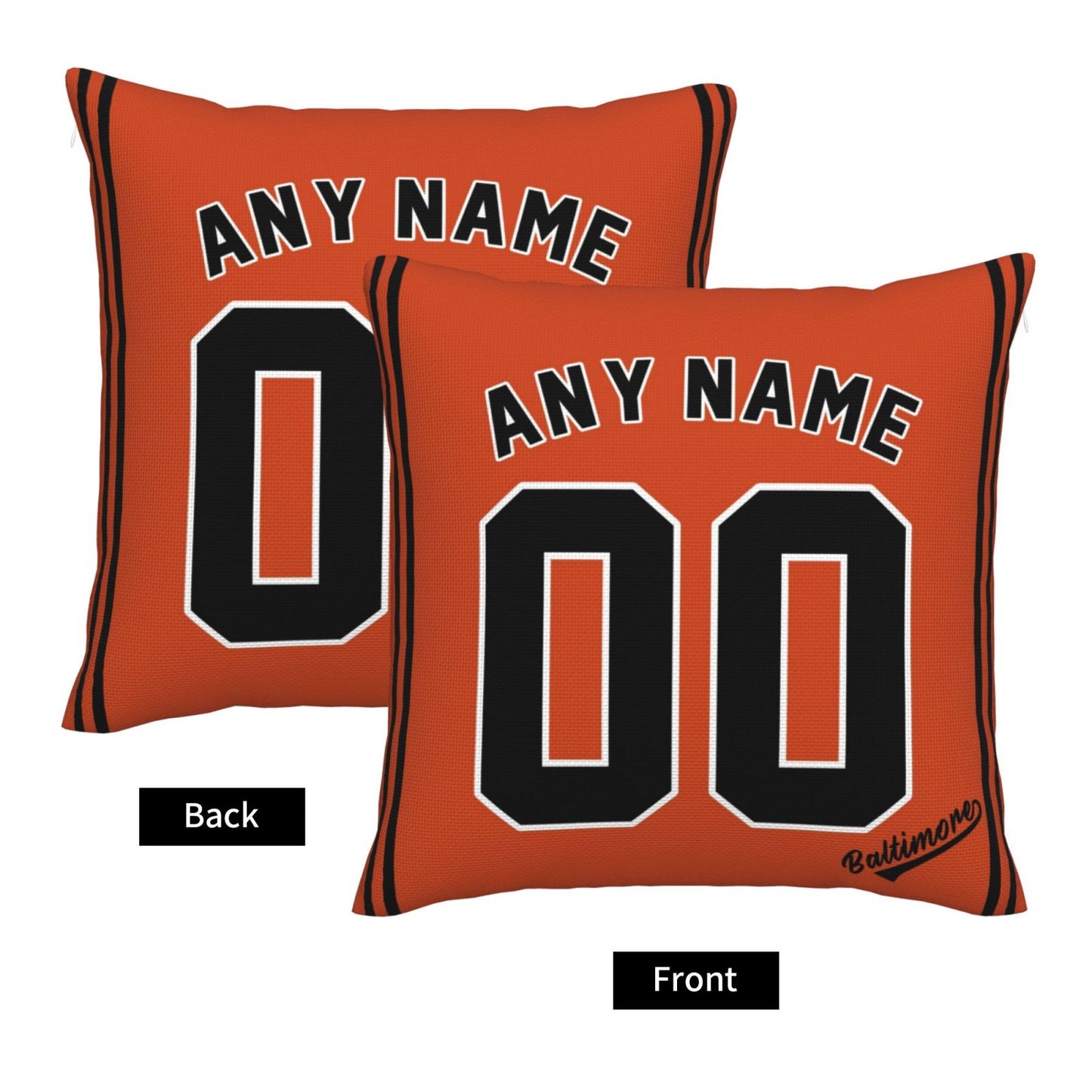 Custom Baltimore Orioles Pillow Decorative Throw Pillow Case - Print Personalized Football Team Fans Name & Number Birthday Gift Football Pillows