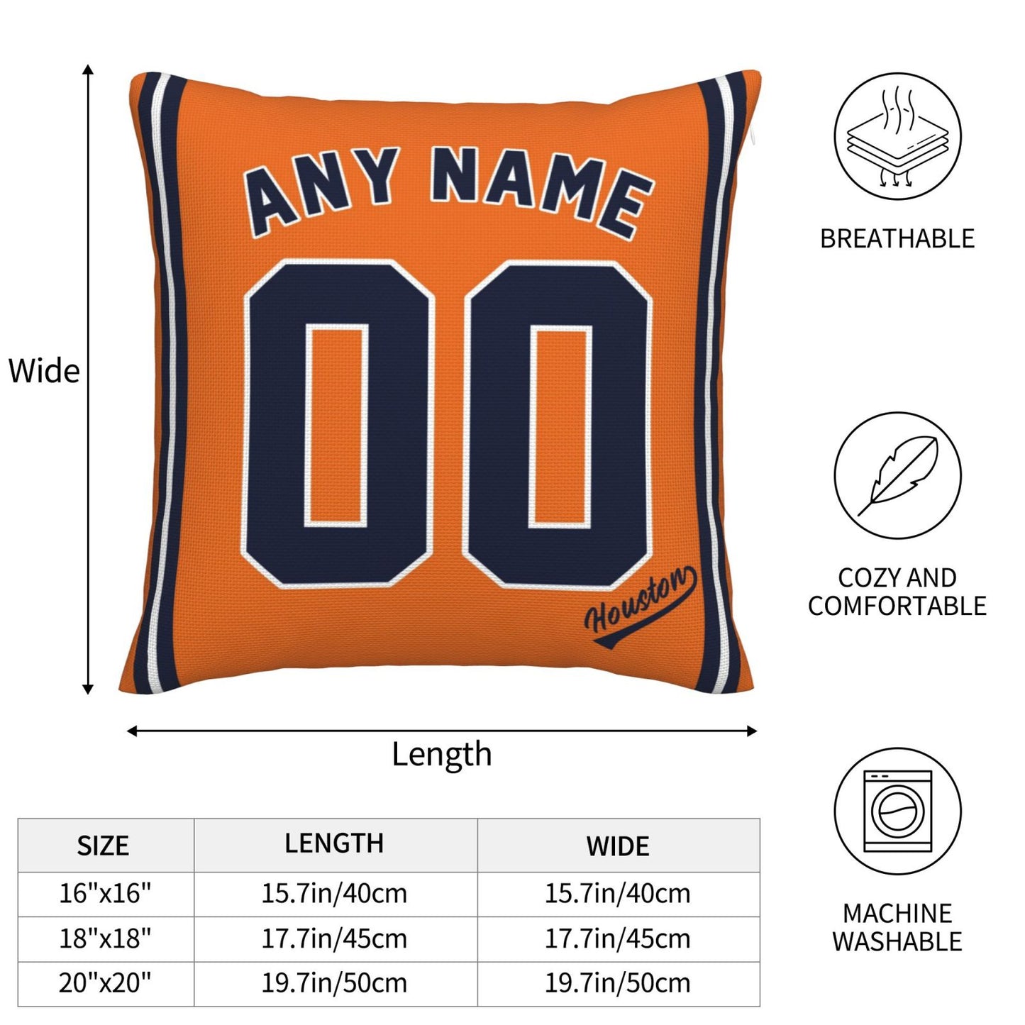 Custom Houston Astros Pillow Decorative Throw Pillow Case - Print Personalized Football Team Fans Name & Number Birthday Gift Football Pillows
