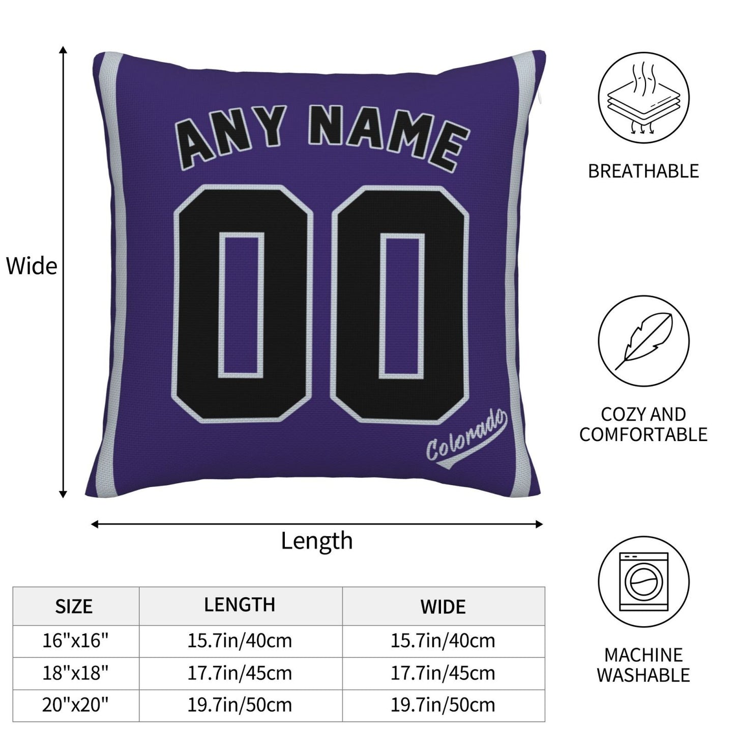 Custom Colorado Rockies Pillow Decorative Throw Pillow Case - Print Personalized Football Team Fans Name & Number Birthday Gift Football Pillows