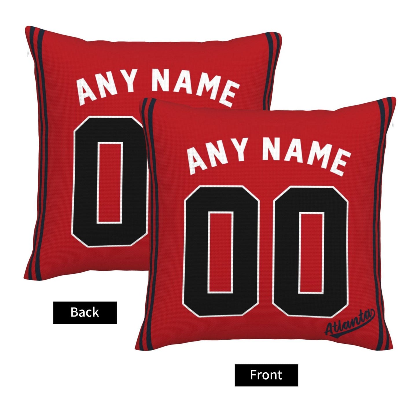 Custom Atlanta Braves Pillow Decorative Throw Pillow Case - Print Personalized Football Team Fans Name & Number Birthday Gift Football Pillows