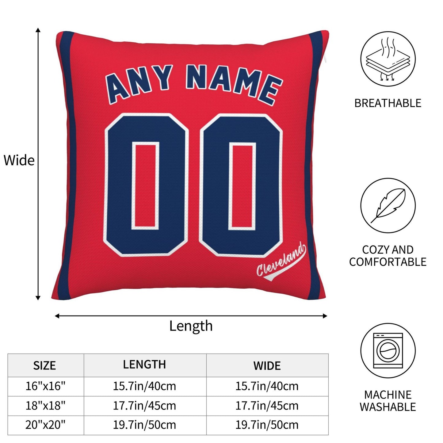 Custom Cleveland Guardians Pillow Decorative Throw Pillow Case - Print Personalized Football Team Fans Name & Number Birthday Gift Football Pillows