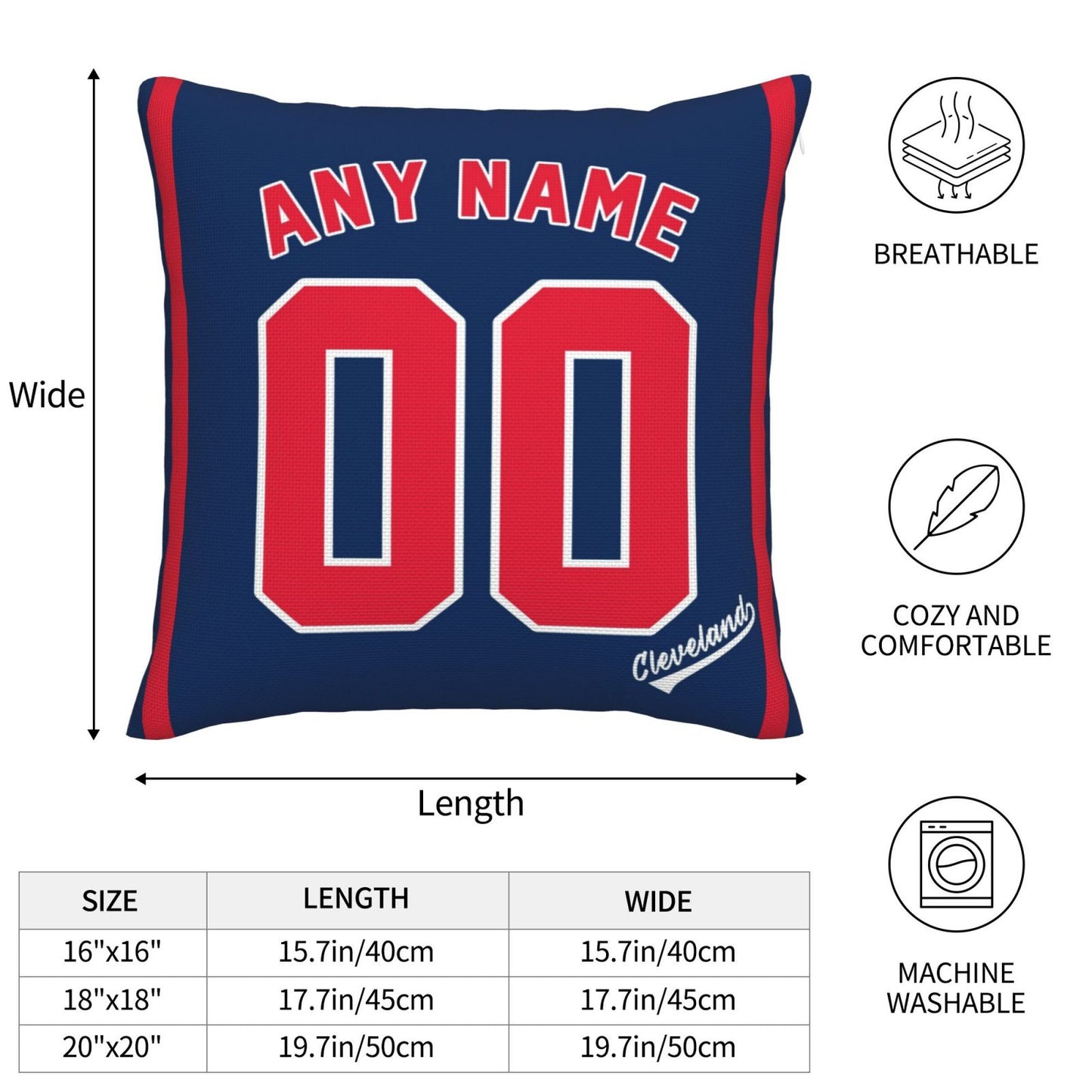 Custom Cleveland Guardians Pillow Decorative Throw Pillow Case - Print Personalized Football Team Fans Name & Number Birthday Gift Football Pillows