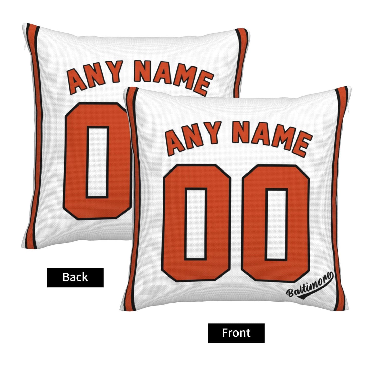 Custom Baltimore Orioles Pillow Decorative Throw Pillow Case - Print Personalized Football Team Fans Name & Number Birthday Gift Football Pillows
