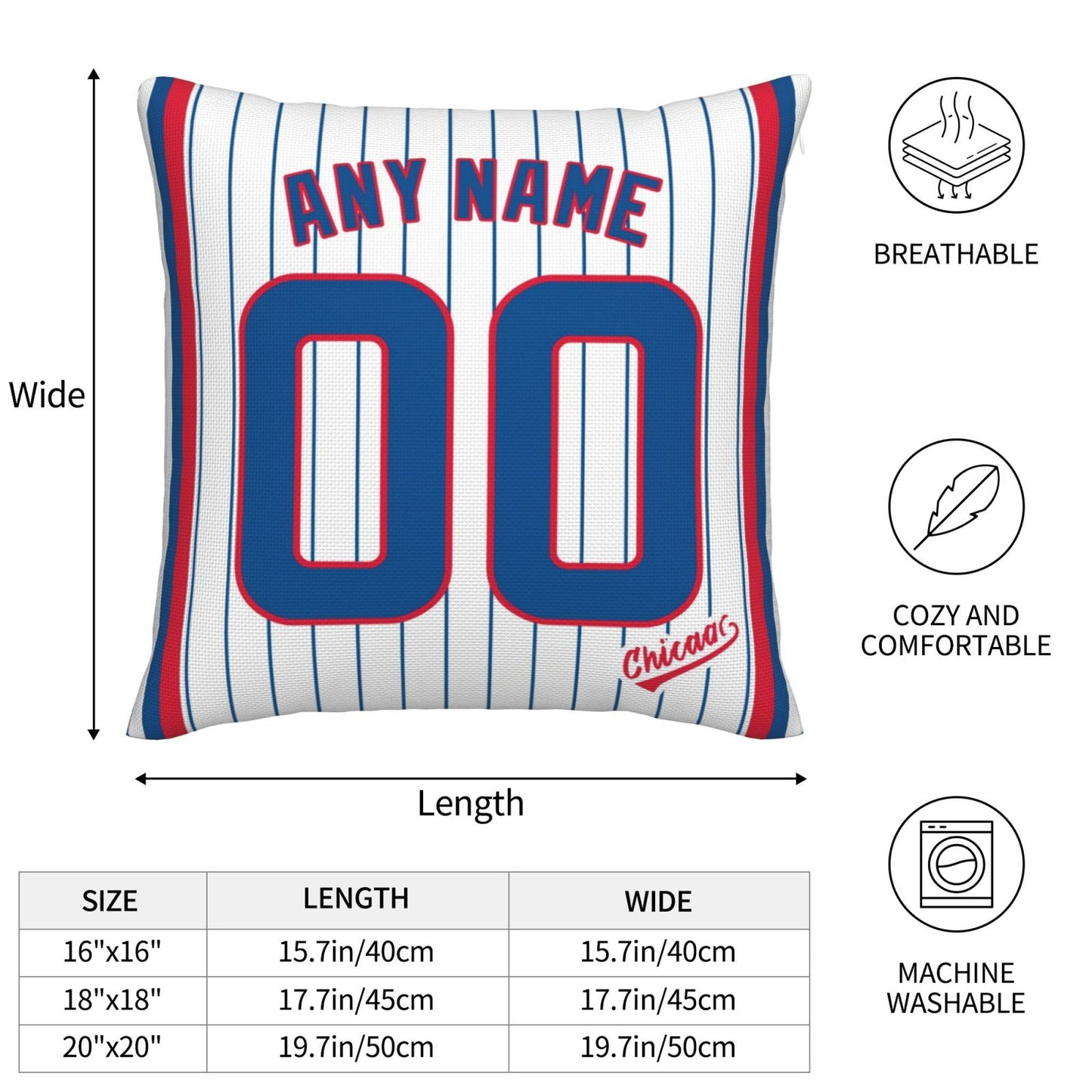 Custom Chicago Cubs Pillow Decorative Throw Pillow Case - Print Personalized Football Team Fans Name & Number Birthday Gift Football Pillows
