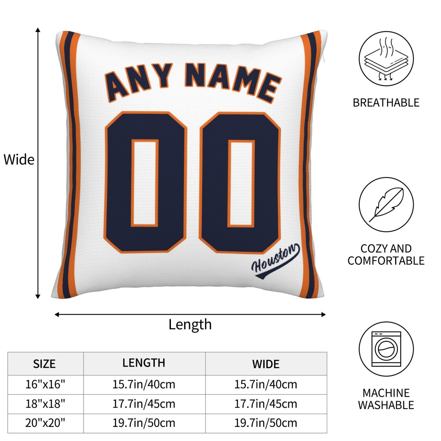 Custom Houston Astros Pillow Decorative Throw Pillow Case - Print Personalized Football Team Fans Name & Number Birthday Gift Football Pillows
