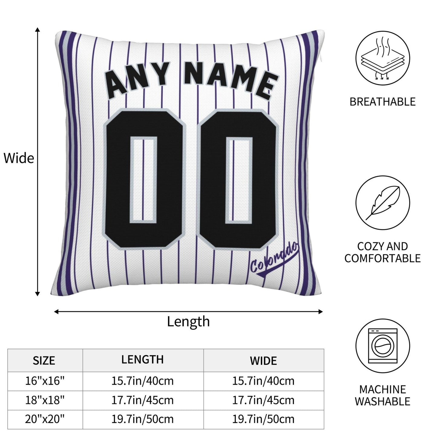 Custom Colorado Rockies Pillow Decorative Throw Pillow Case - Print Personalized Football Team Fans Name & Number Birthday Gift Football Pillows