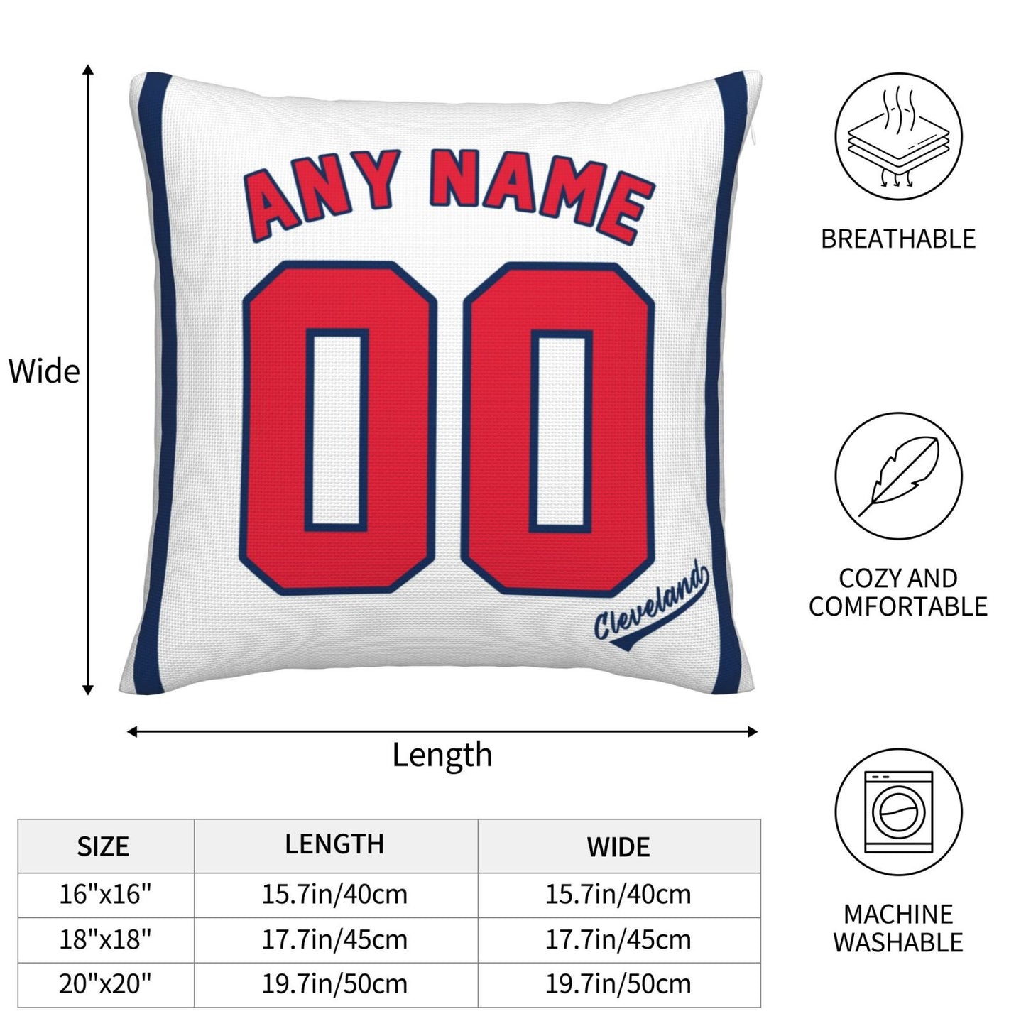 Custom Cleveland Guardians Pillow Decorative Throw Pillow Case - Print Personalized Football Team Fans Name & Number Birthday Gift Football Pillows