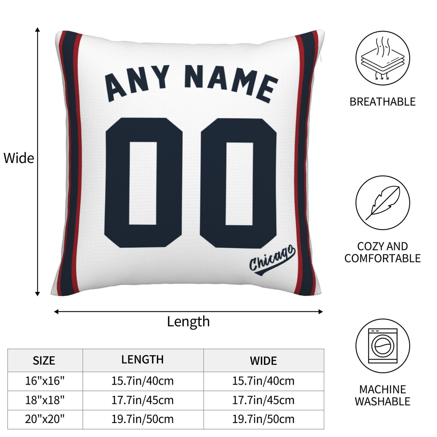 Custom Chicago White Sox Pillow Decorative Throw Pillow Case - Print Personalized Football Team Fans Name & Number Birthday Gift Football Pillows