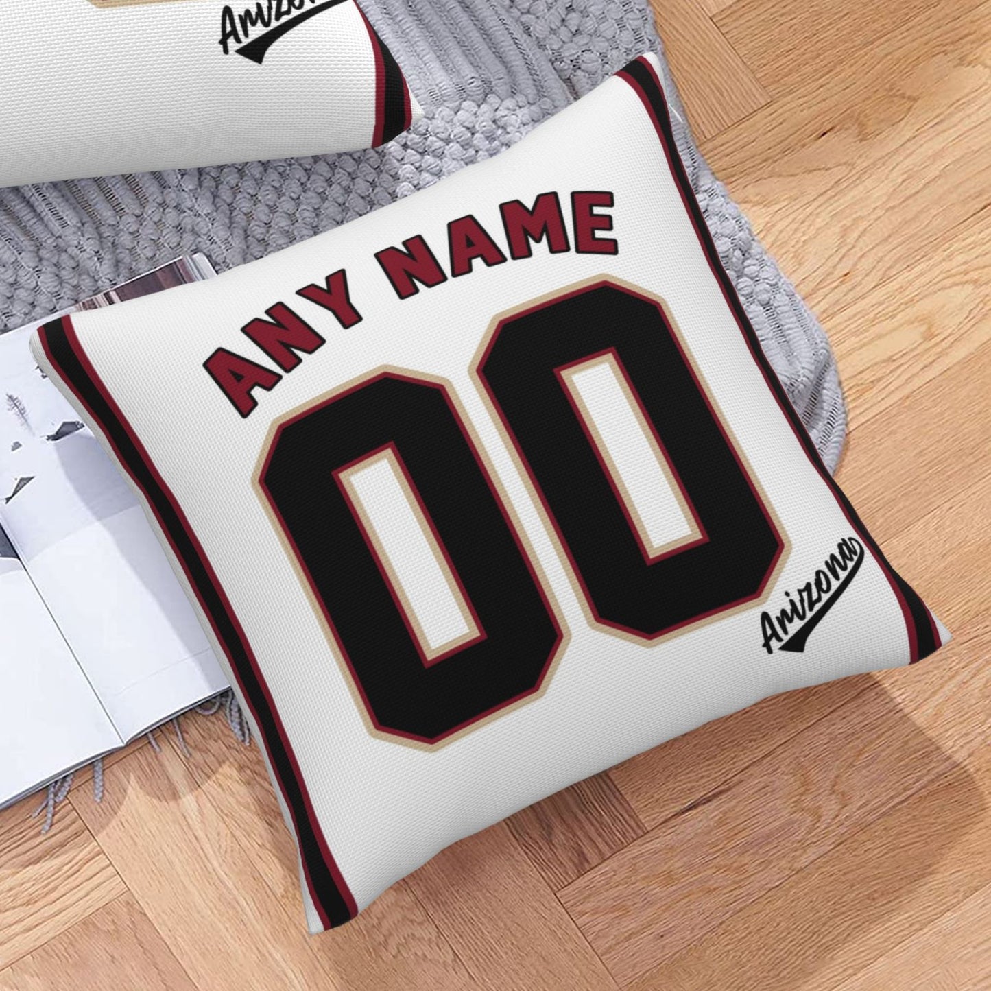 Custom A.Diamondbacks White Pillow Decorative Throw Pillow Case - Print Personalized Football Team Fans Name & Number Birthday Gift Football Pillows