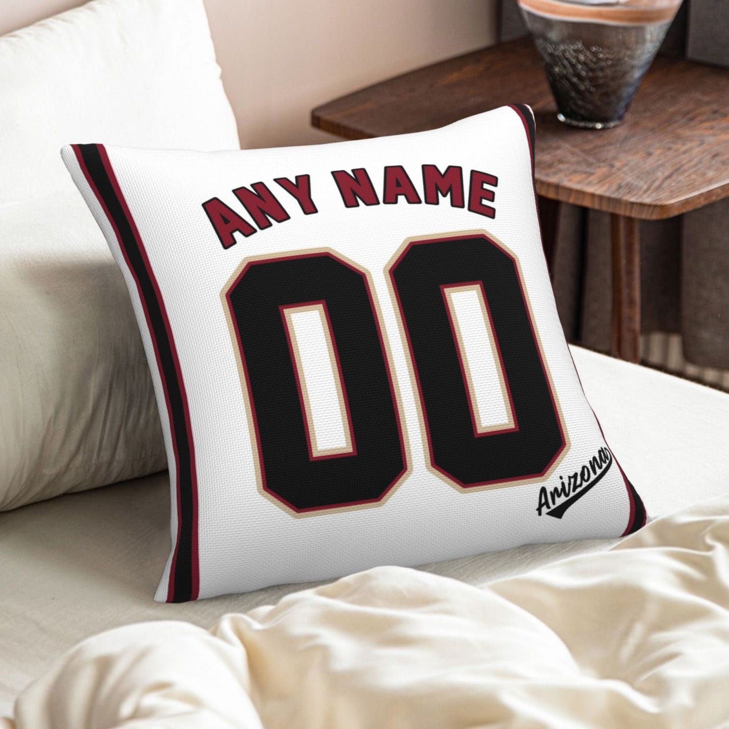 Custom A.Diamondbacks White Pillow Decorative Throw Pillow Case - Print Personalized Football Team Fans Name & Number Birthday Gift Football Pillows