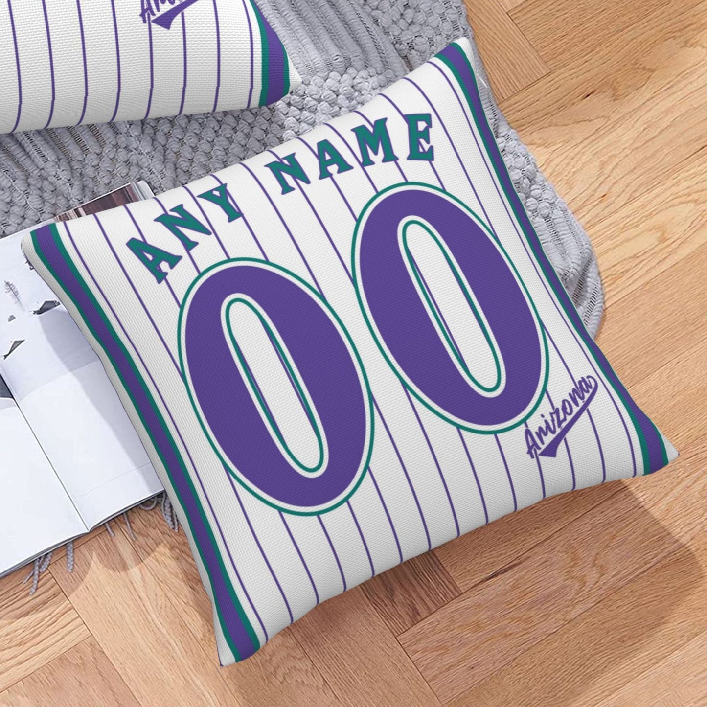 Custom A.Diamondbacks White-Stripe Pillow Decorative Throw Pillow Case - Print Personalized Football Team Fans Name & Number Birthday Gift Football Pillows