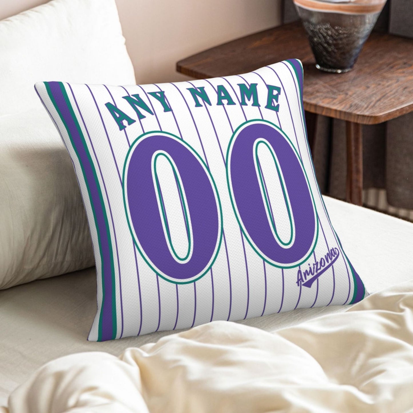 Custom A.Diamondbacks White-Stripe Pillow Decorative Throw Pillow Case - Print Personalized Football Team Fans Name & Number Birthday Gift Football Pillows