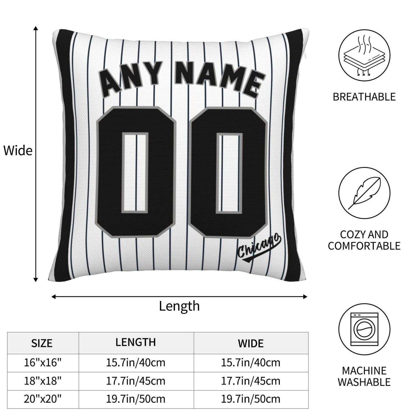 Custom Chicago White Sox Pillow Decorative Throw Pillow Case - Print Personalized Football Team Fans Name & Number Birthday Gift Football Pillows