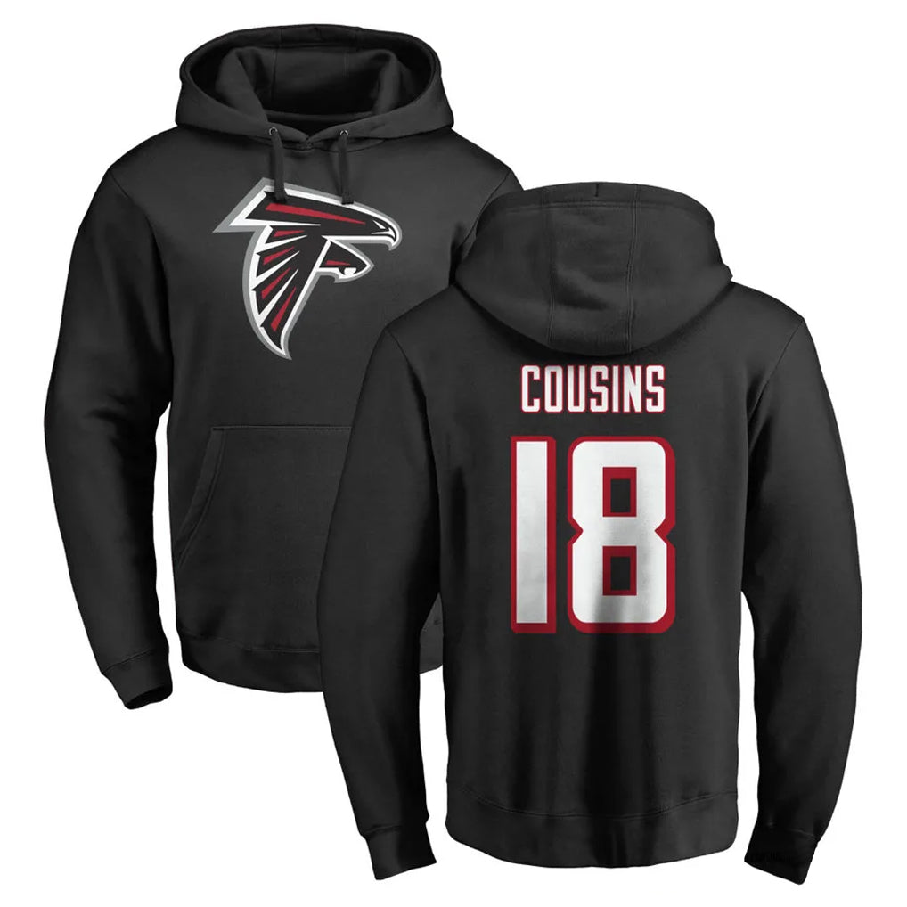 A.Falcons #18 Kirk Cousins Player Black Salute to Service Hoodies BALCE Stitched Jerseys