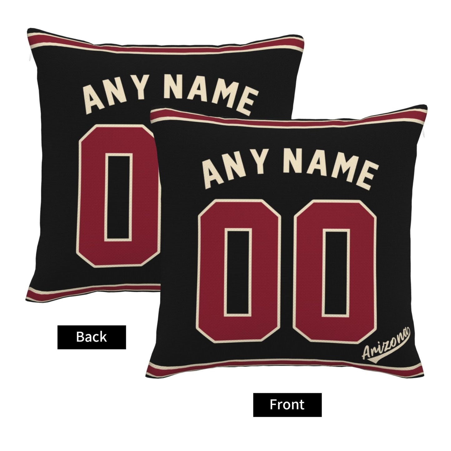Custom A.Diamondbacks Black Pillow Decorative Throw Pillow Case - Print Personalized Football Team Fans Name & Number Birthday Gift Football Pillows