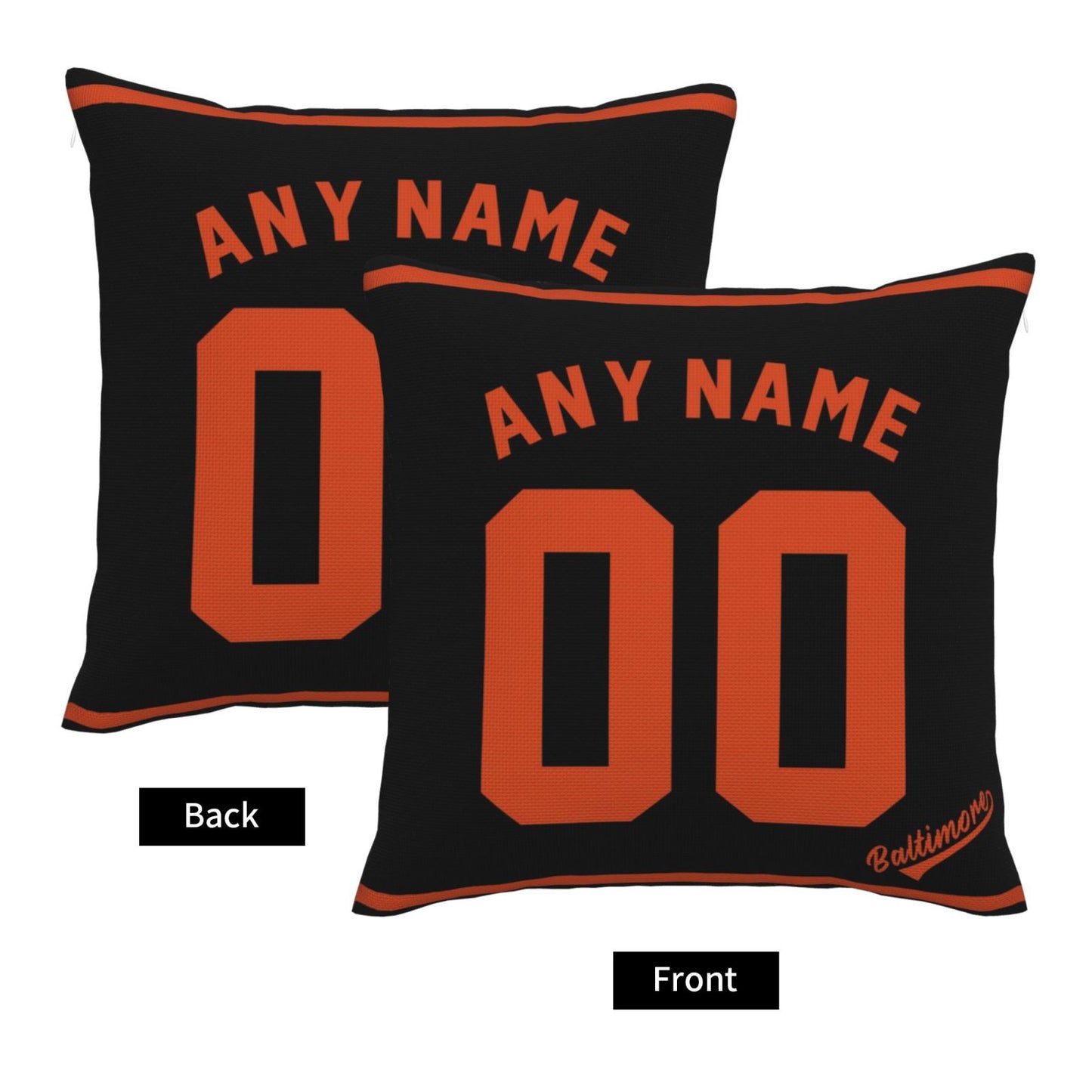 Custom Baltimore Orioles Pillow Decorative Throw Pillow Case - Print Personalized Football Team Fans Name & Number Birthday Gift Football Pillows