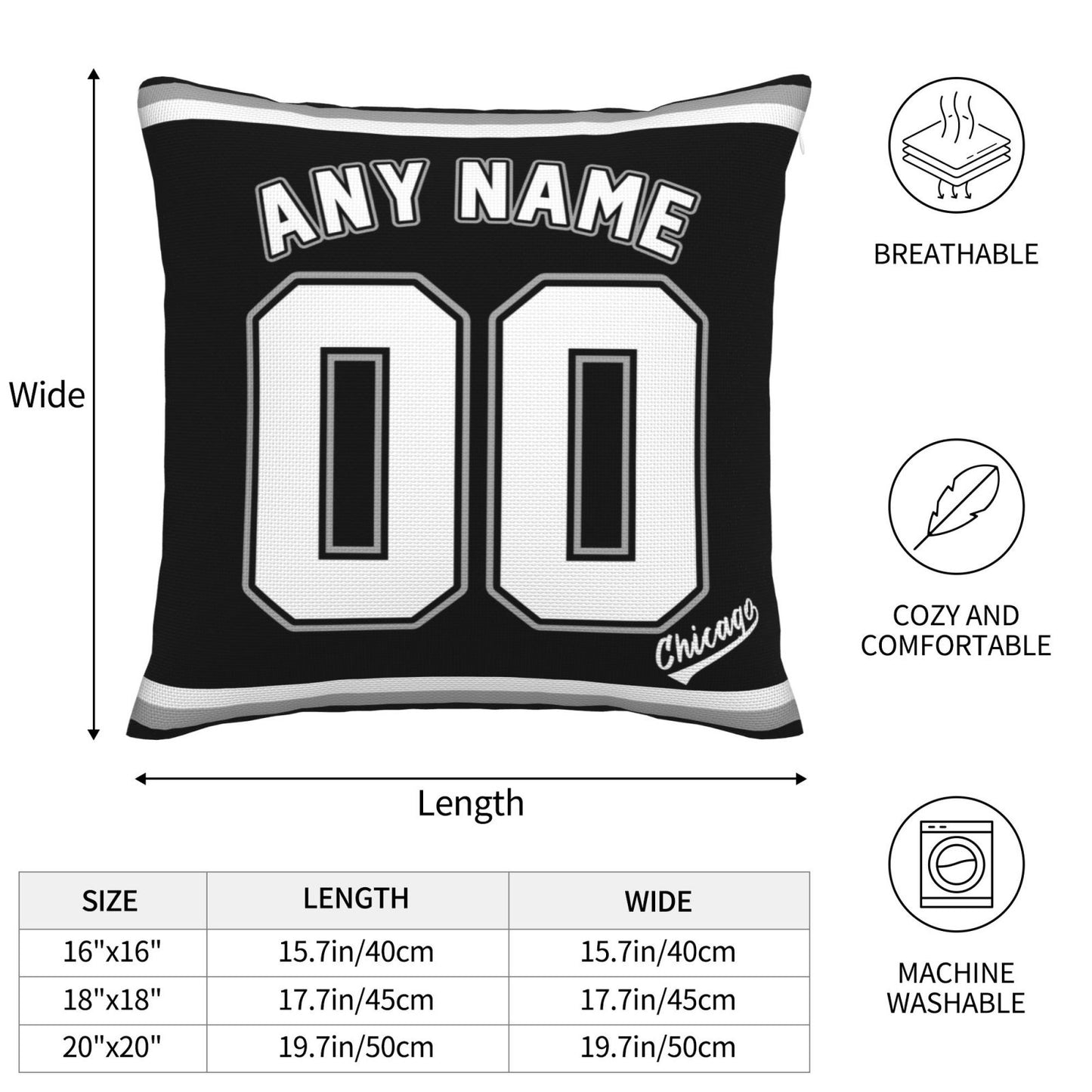 Custom Chicago White Sox Pillow Decorative Throw Pillow Case - Print Personalized Football Team Fans Name & Number Birthday Gift Football Pillows