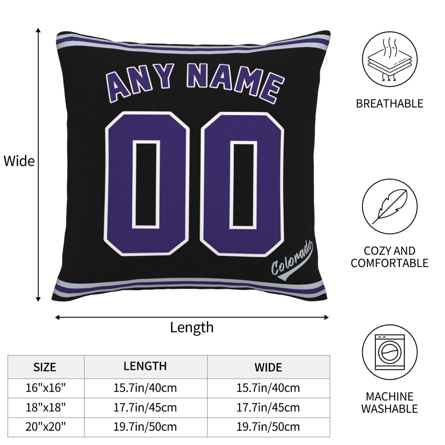 Custom Colorado Rockies Pillow Decorative Throw Pillow Case - Print Personalized Football Team Fans Name & Number Birthday Gift Football Pillows