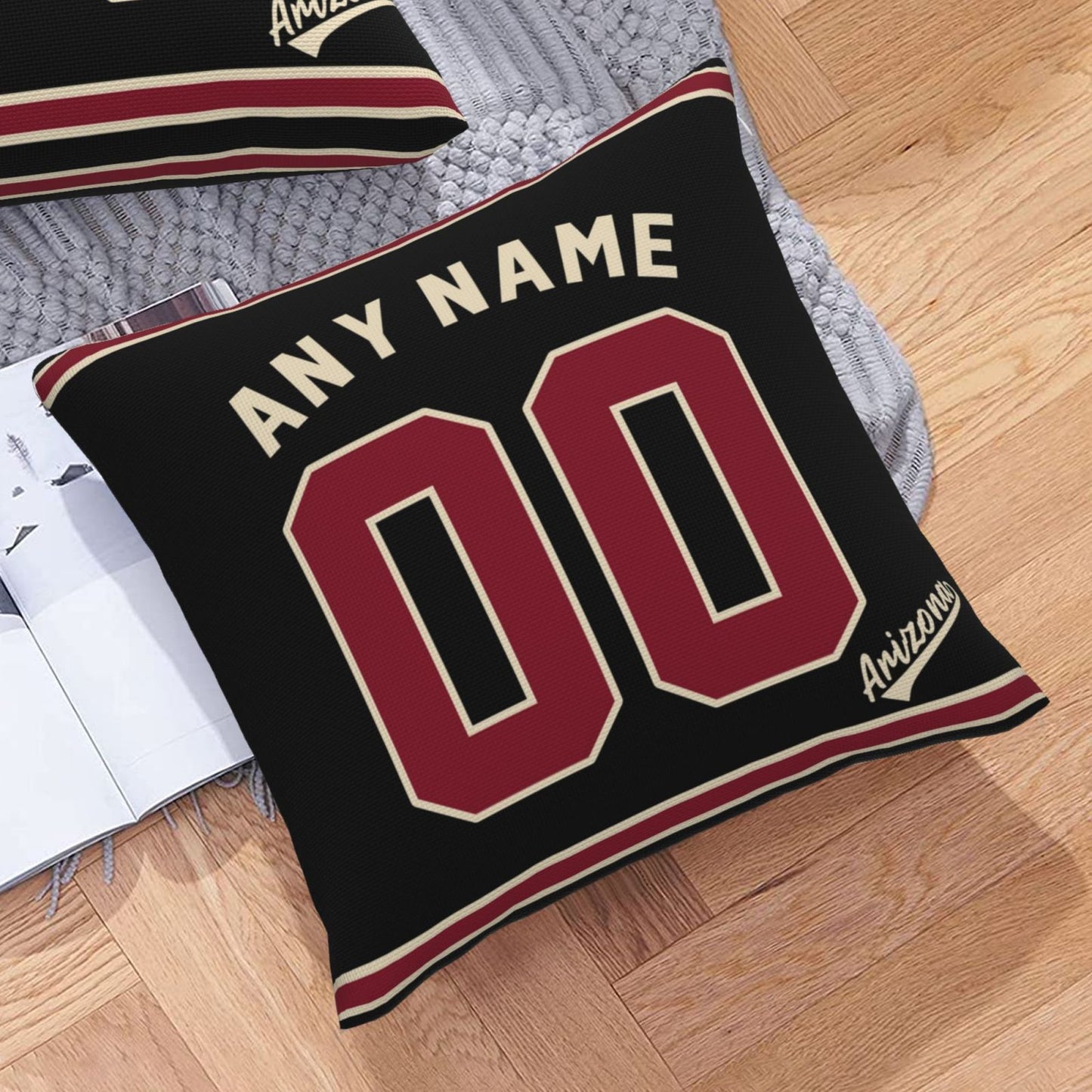 Custom A.Diamondbacks Black Pillow Decorative Throw Pillow Case - Print Personalized Football Team Fans Name & Number Birthday Gift Football Pillows