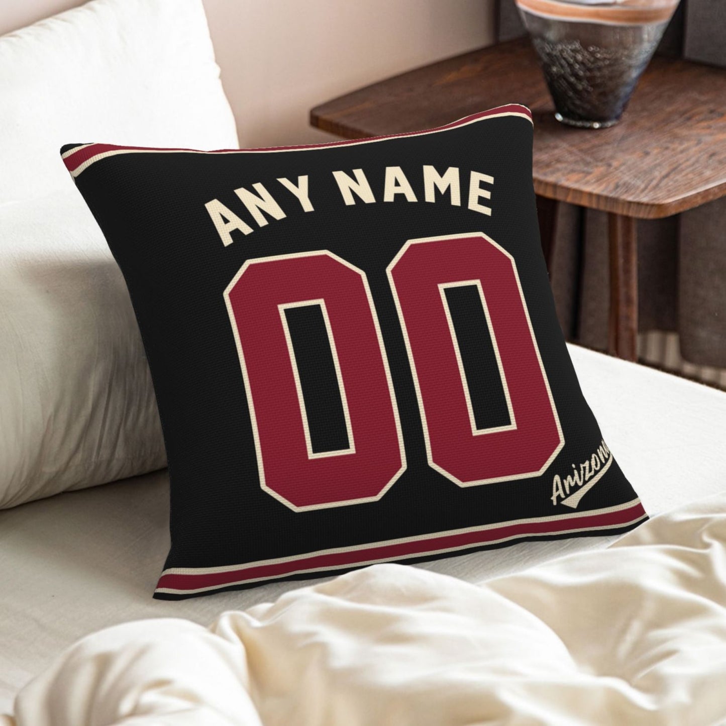 Custom A.Diamondbacks Black Pillow Decorative Throw Pillow Case - Print Personalized Football Team Fans Name & Number Birthday Gift Football Pillows