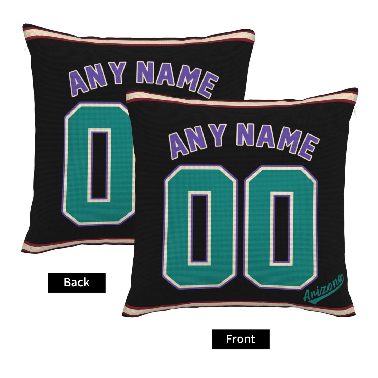 Custom A.Diamondbacks Black Green Pillow Decorative Throw Pillow Case - Print Personalized Football Team Fans Name & Number Birthday Gift Football Pillows