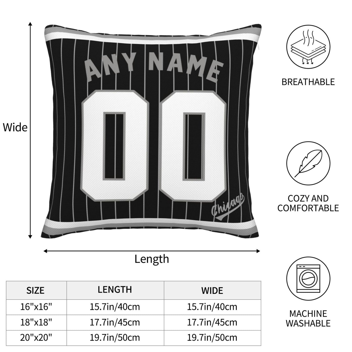 Custom Chicago White Sox Pillow Decorative Throw Pillow Case - Print Personalized Football Team Fans Name & Number Birthday Gift Football Pillows