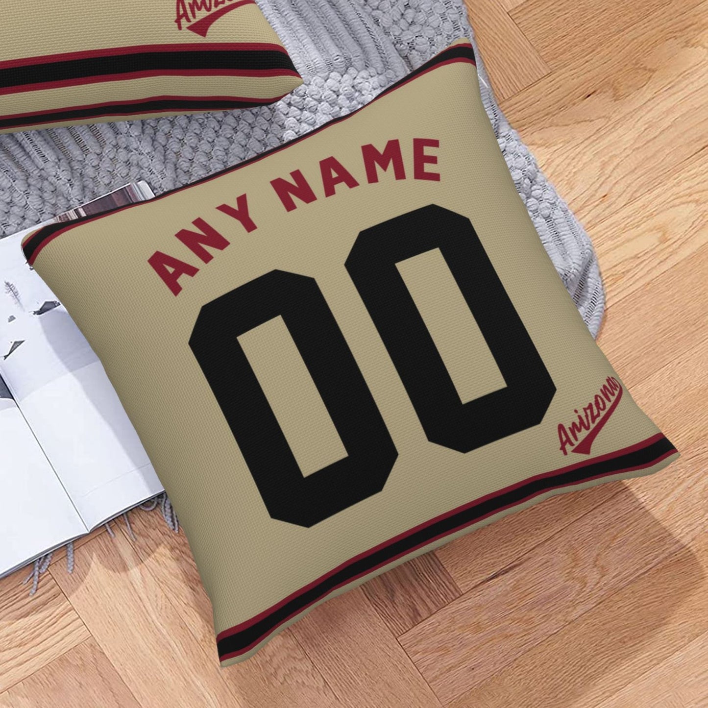 Custom A.Diamondbacks Gold Pillow Decorative Throw Pillow Case - Print Personalized Football Team Fans Name & Number Birthday Gift Football Pillows