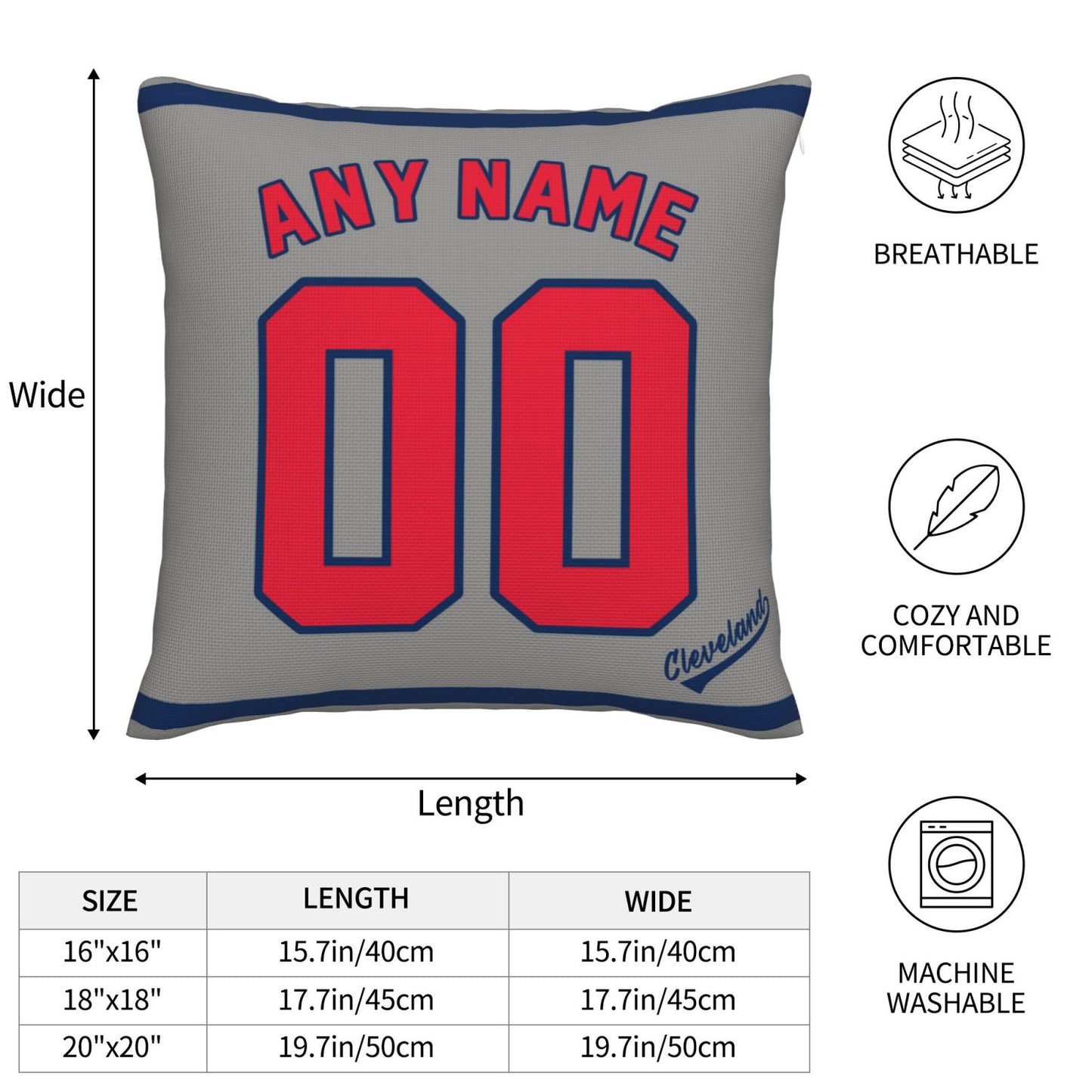 Custom Cleveland Guardians Pillow Decorative Throw Pillow Case - Print Personalized Football Team Fans Name & Number Birthday Gift Football Pillows